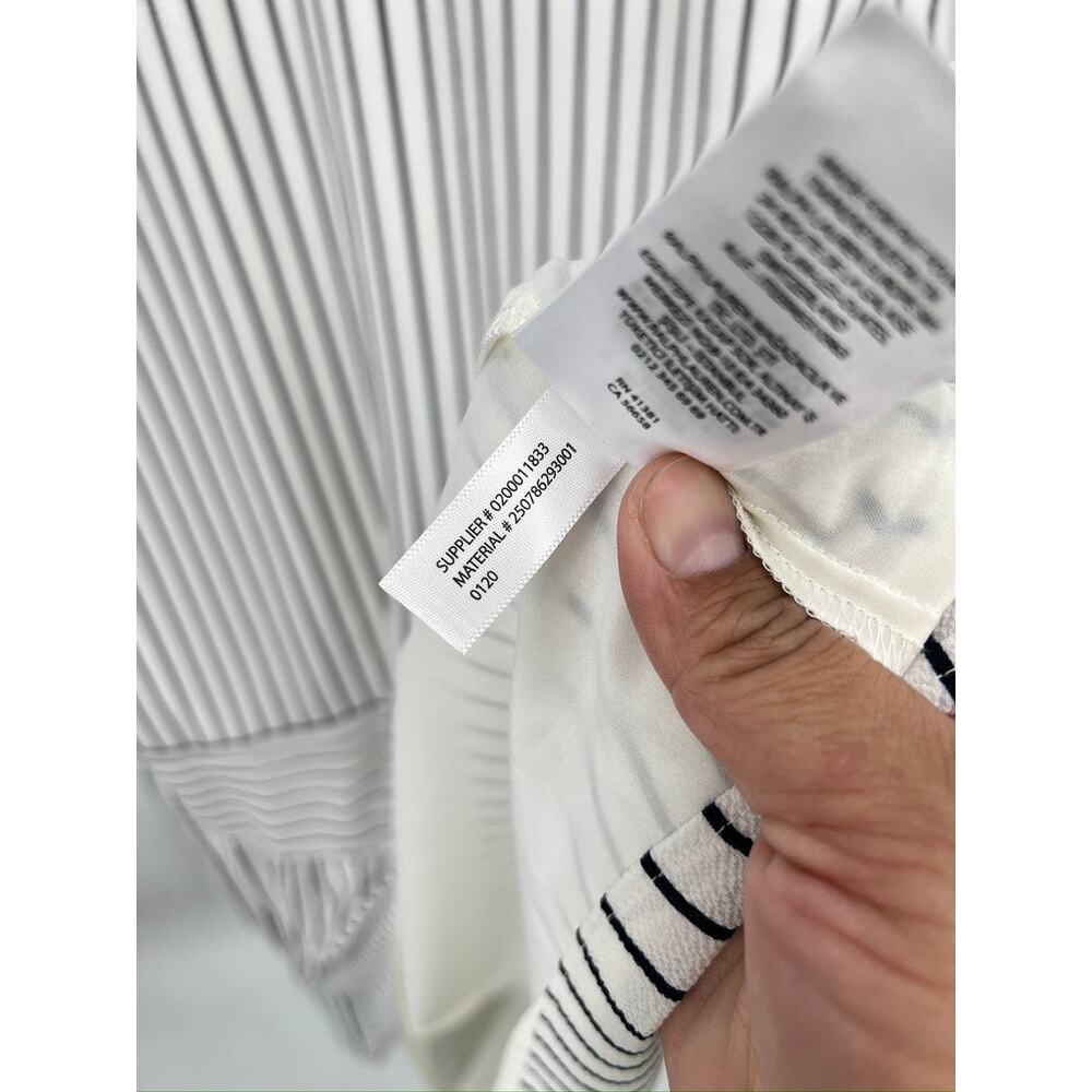 Ralph Lauren Striped Tiered Crepe Dress White Black Women's XL Sleeveless - Picture 6 of 8